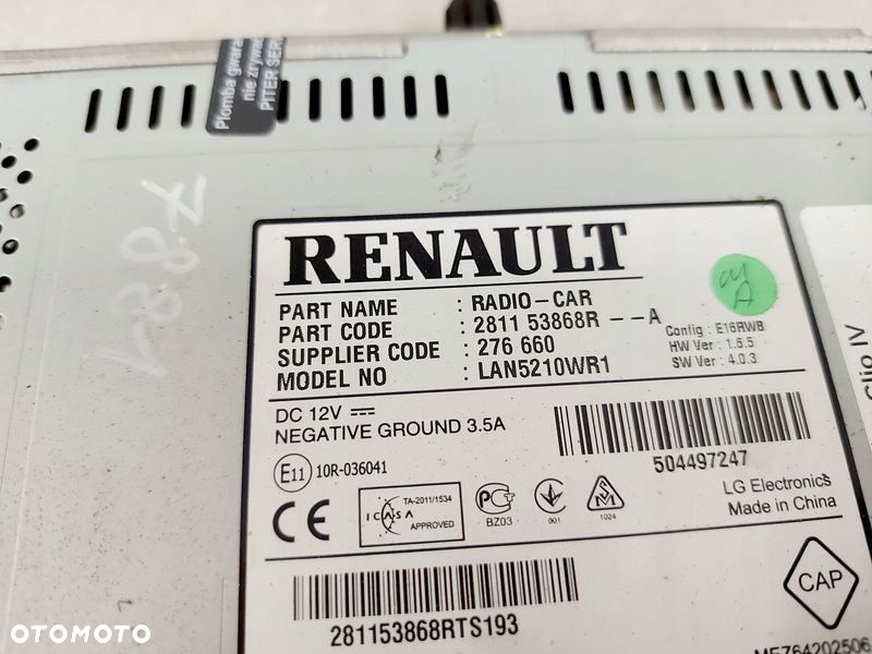 RENAULT CLIO 4 IV RADIO FABRYCZNE NAWIGACJA KOD 281153868R - 7