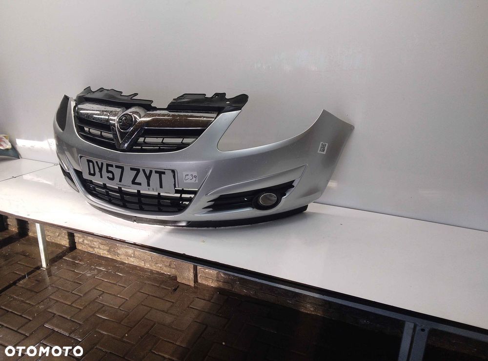 } ZDERZAK PRZÓD PRZEDNI OPEL CORSA D Z157 SREBRNY HALOGENY - 2