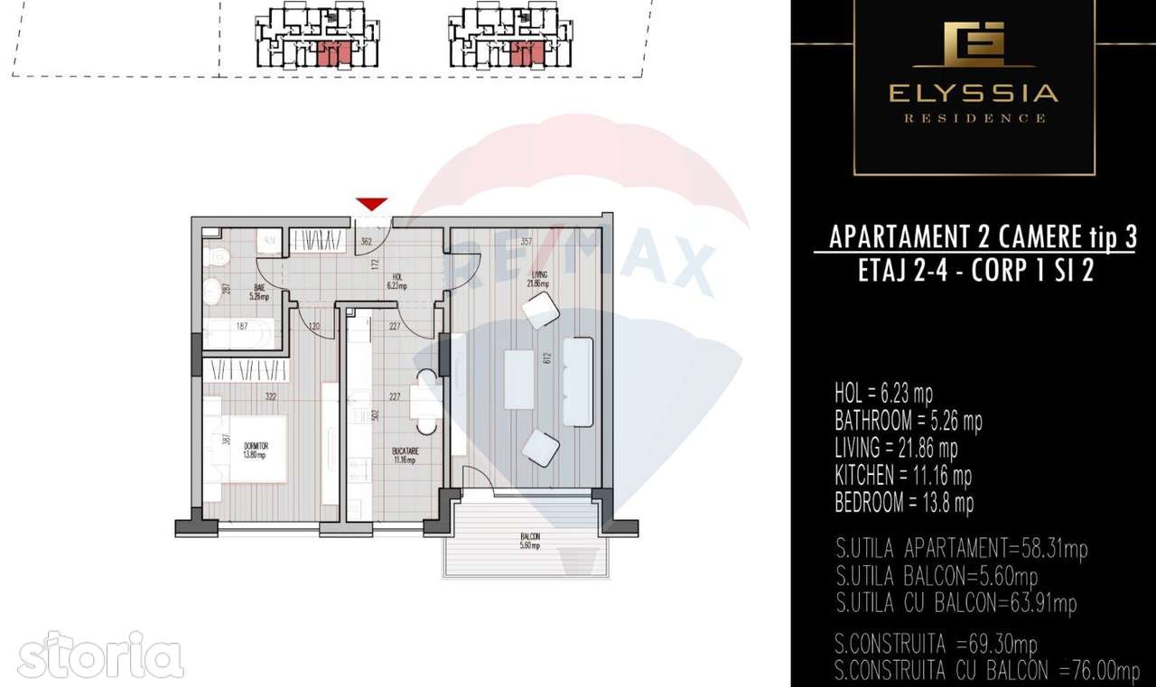 De vanzare 2 camere - Investiție sigură lângă aeroport - Proiect nou - Imagine principală: 2/3