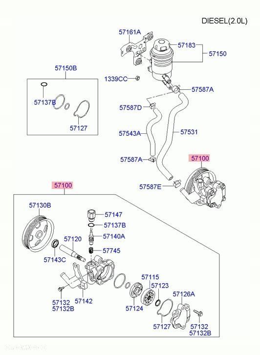 pompa wspomagania hyundai tucson i 2.0 crdi 57100-2e300 - 2