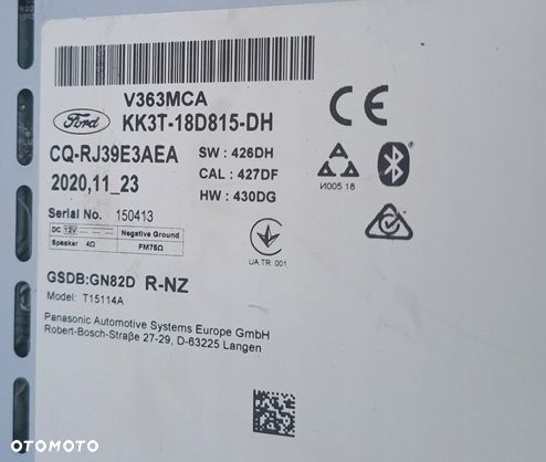 ford transit mk8 lift 19-25r radio fabryczne bluetooth kk3t-18d815-dh - 2