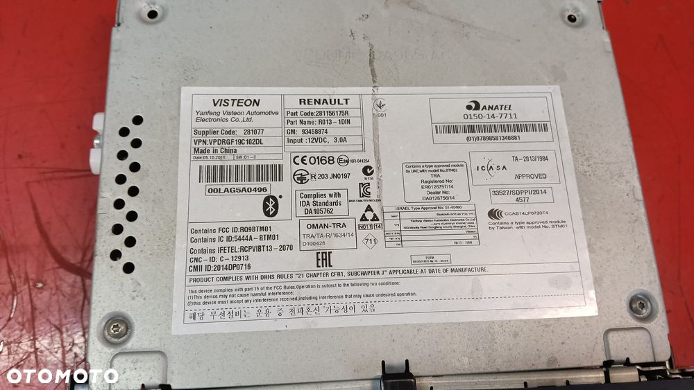 RADIO TRAFIC III VIVARO B PRIMASTAR TALENTO 15- 281156175R NO 726/024 - 2