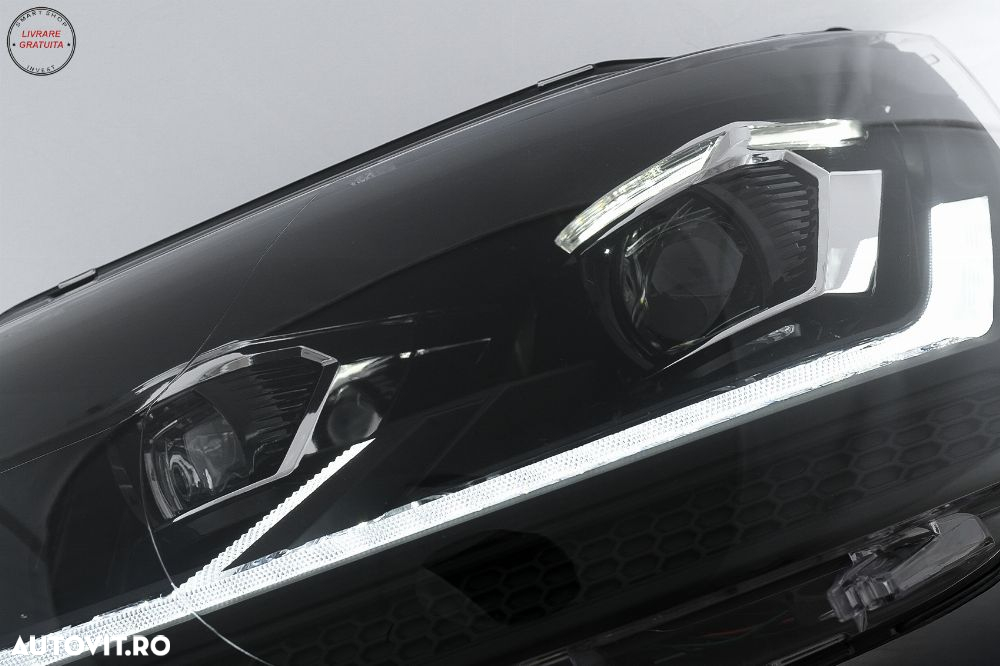 Faruri Full LED VW Transporter Caravelle Multivan T5 Facelift (2010-2015) Negru- livrare gratuita - 10