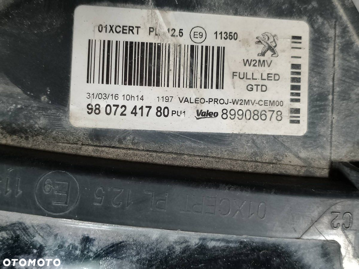 LAMPA LEWA PRZÓD PEUGEOT 508 GT LINE 9807241780   89908678 - 9