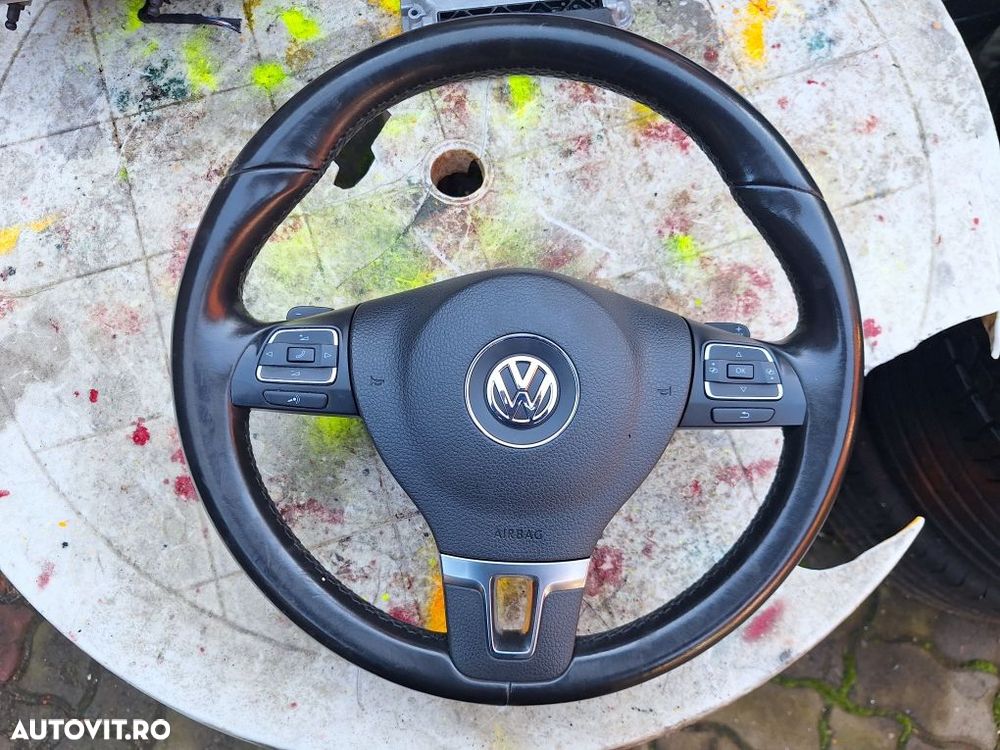 Volan piele cu padele si comenzi volan,airbag  VW Golf 6,Passat,CC,Tou - 1