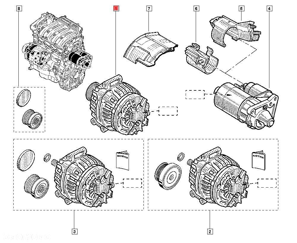 ALTERNATOR RENAULT MEGANE II 1.6 16V 8200667619 TG11C060 2543551C - 2