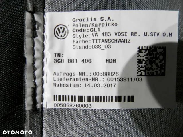 FOTEL FOTELE KANAPA SIEDZISKO PRZEDNIE Z PODNÓŻKIEM LEWE PRAWE POSZYCIE TAPICERKA TITANSCHWARZ HDH VOLKSWAGEN ARTEON 3G8 ORYGINAŁ - 8
