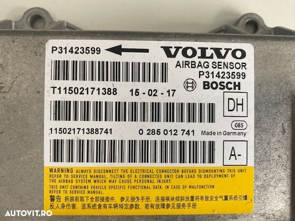 Calculator airbag SRS Volvo S60 V60 HYBRID XC60 S80 XC70 V70 2014+ 31423599 - 3