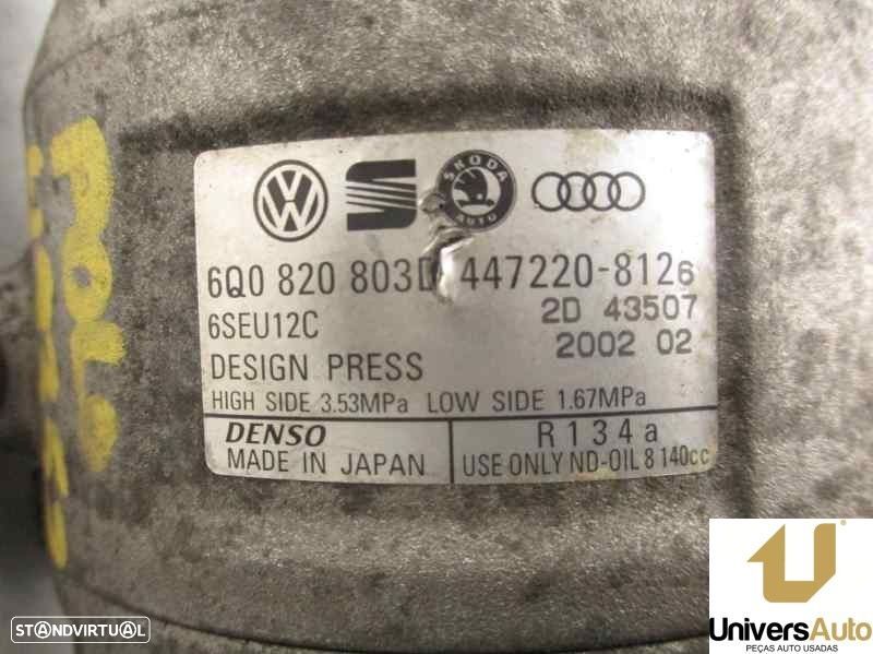 COMPRESSOR AR CONDICIONADO VOLKSWAGEN POLO 2002 -6Q0820803E - 8