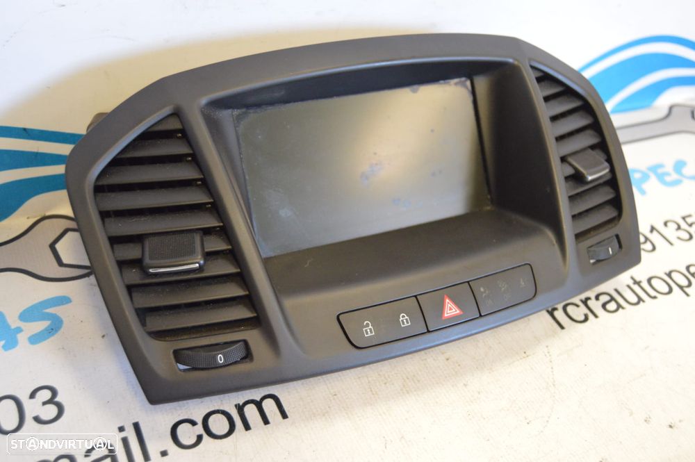 CONSOLA CENTRAL DISPLAY ECRA PLASMA MULTIMEDIA COMANDOS PAINEL CONTROLO RELOGIO RADIO CLIMATRONIC NAVIGATOR GPS BOTÃO LUZ LUZES EMERGENCIA 4 QUATRO PISCAS PISCA URGENCIA FECHO CENTRAL TABLIER 20935346 14799430 652508805 OPEL INSIGNIA A G09 TOURER 2.0 CDTI 130CV A20DT - 2