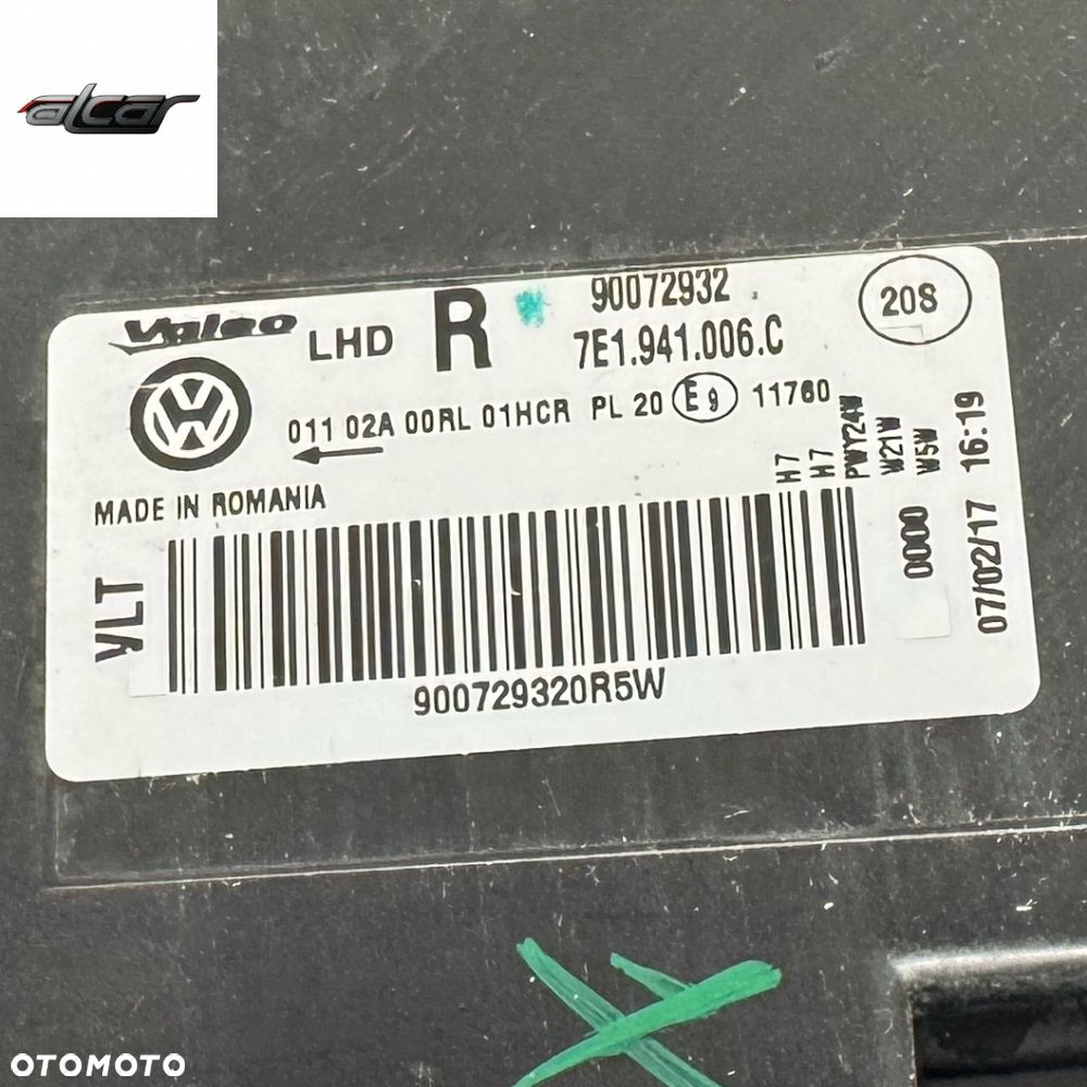 REFLEKTOR LAMPA PRAWA PRZÓD ZWYKŁA VOLKSWAGEN TRANSPORTER T6 7E1 941 006 C - 6
