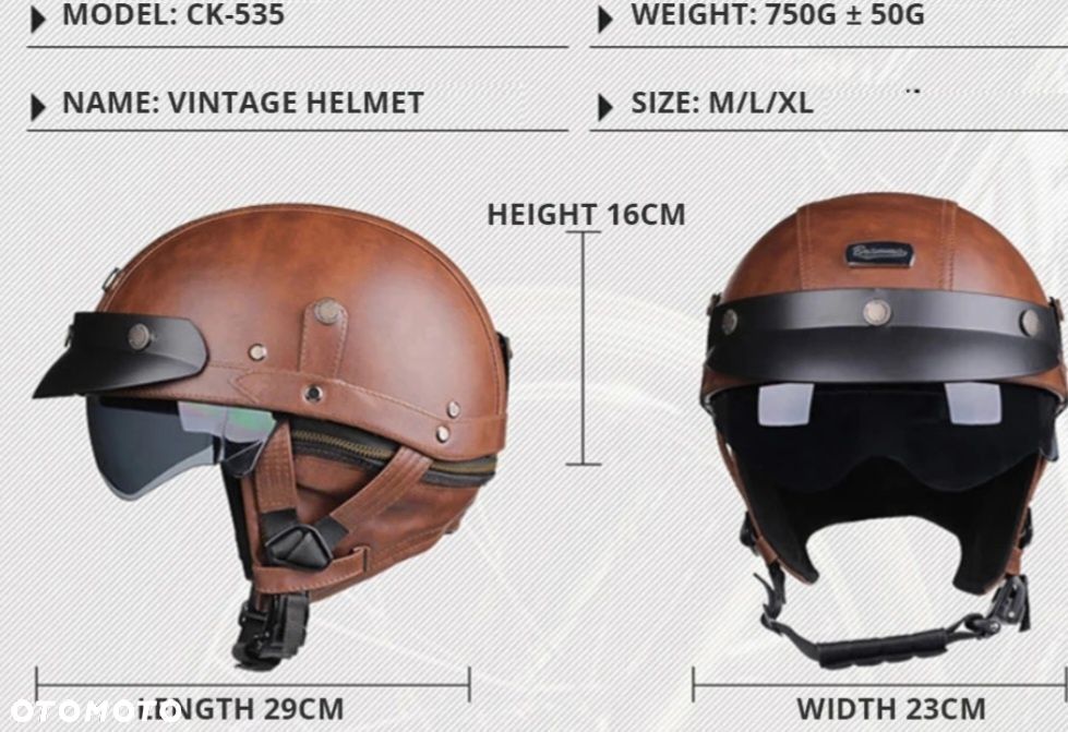 Kask skórzany motocyklowy z blędą - 1