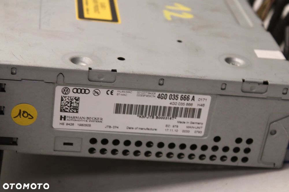 AUDI A7 C7 4G 10R- RADIO RADIOODTWARZACZ NAWIGACJA CZYTNIK PANEL 4G0035666A - 4