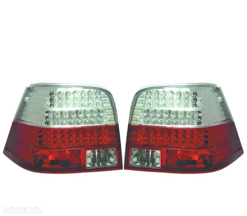 FAROLINS VOLKSWAGEN VW GOLF 4 97-03 LED VERMELHO CROMADO - 1