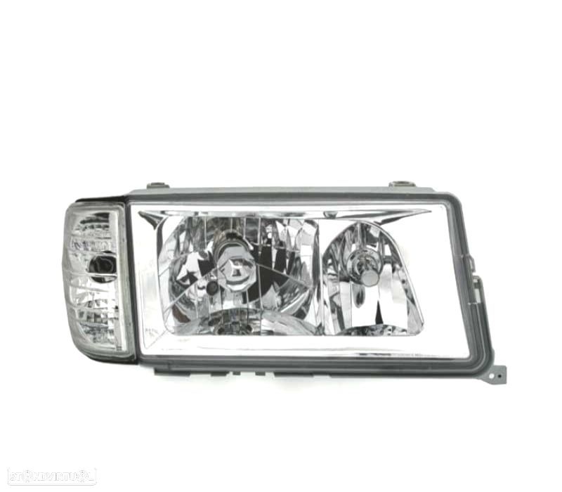 FARÓIS FRONTAIS + PISCAS MERCEDES 190 CLASSE C W201 FUNDO CROMADO - 2