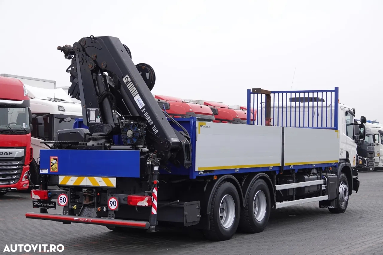 Scania P420 / 6x4 / BOX - 6.8 m / HDS HIAB 188 4x extension -13 meters / EURO 6 / RADIO CONTROL / ROTATOR / PALLET FORKS - 8