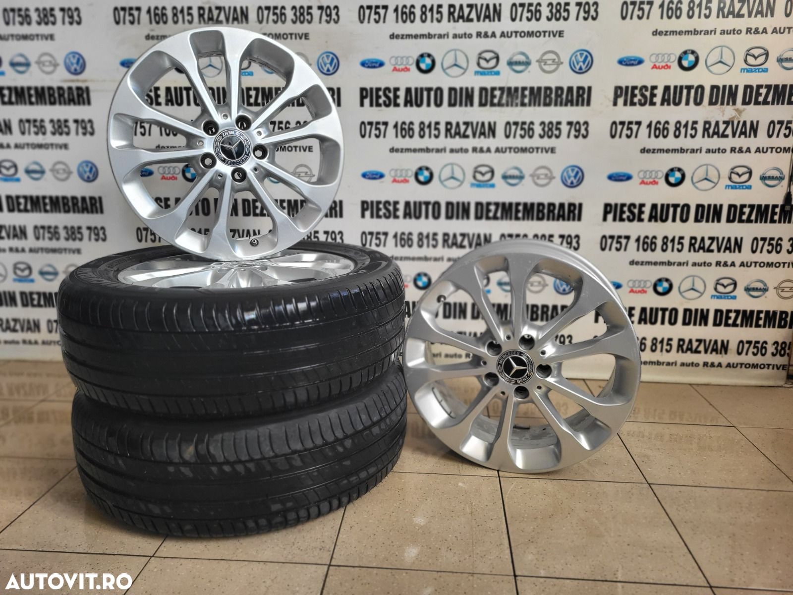 Set Jante Aluminiu R17 Mercedes C E Class A B Class Gla Cla Etc. 5x112 Cu Doua Anvelope Michelin Dot 2618 215/60R17 - 1