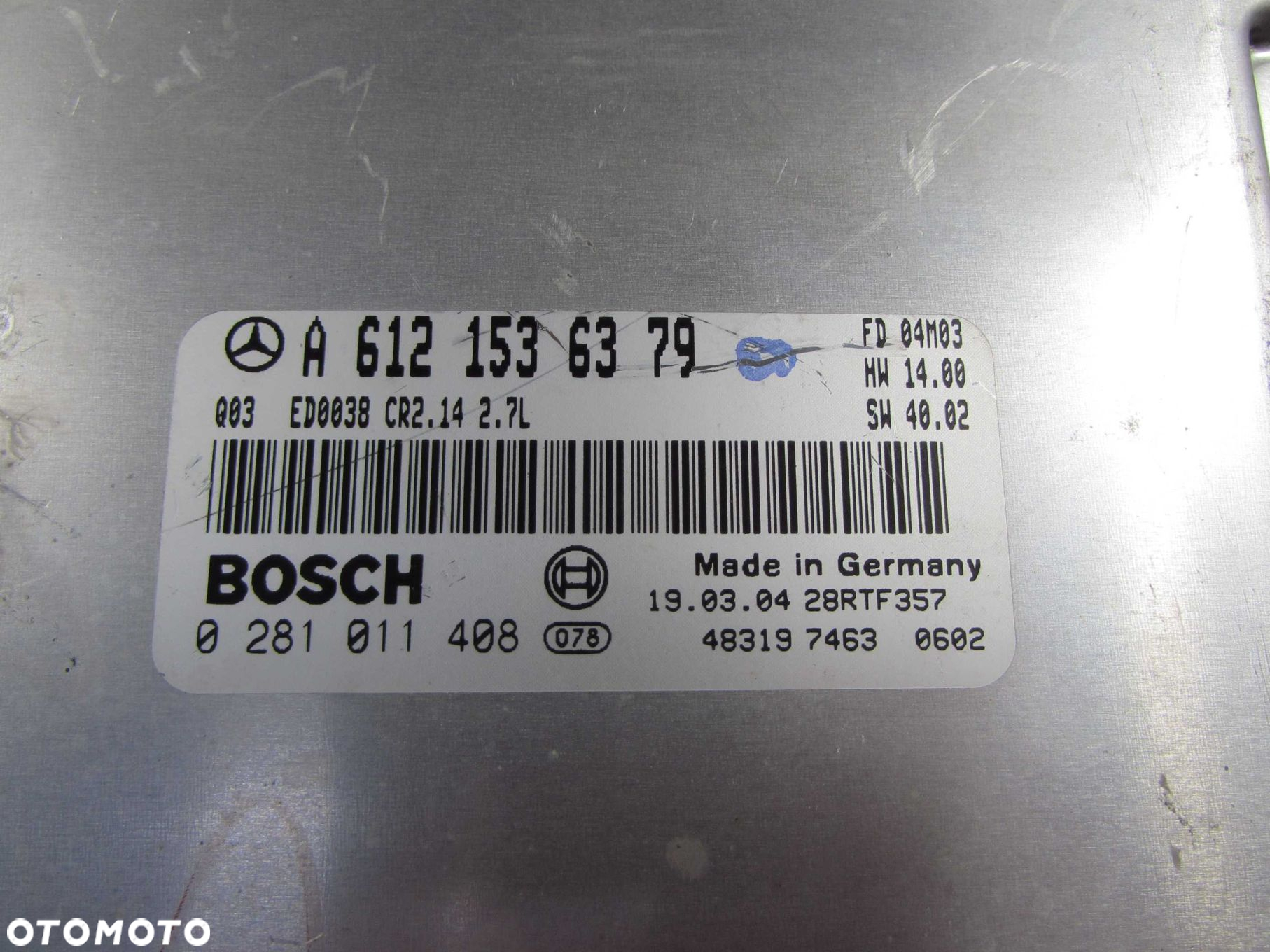 MERCEDES W163 ML 2.7 CDI KOMPUTER STEROWNIK ECU SILNIKA 0281011408 A6121536379 ED0038 - 4