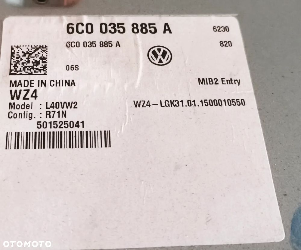 VW POLO V 6R 09- RADIO RADIOODTWARZACZ CD 6C0035885A - 3