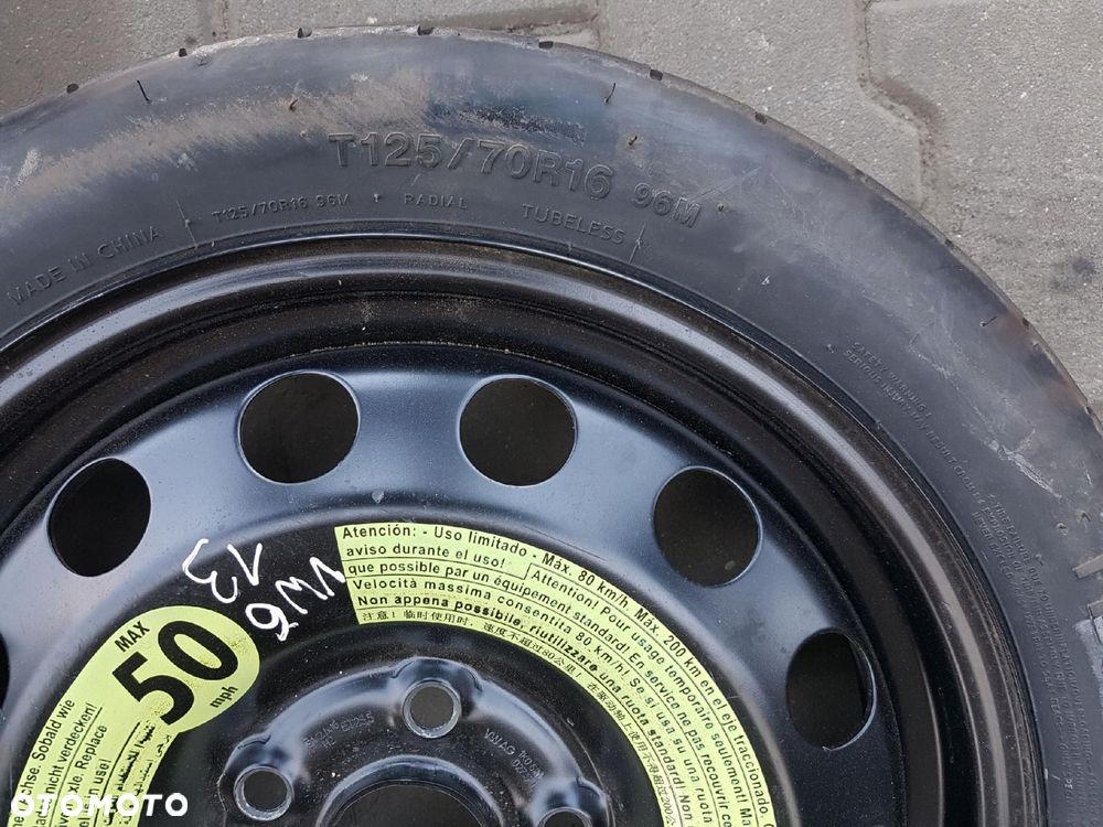 VW GOLF VI V TOURAN EOS KOŁO DOJAZDOWE 16 5X112 LEWAREK WKŁAD - 6