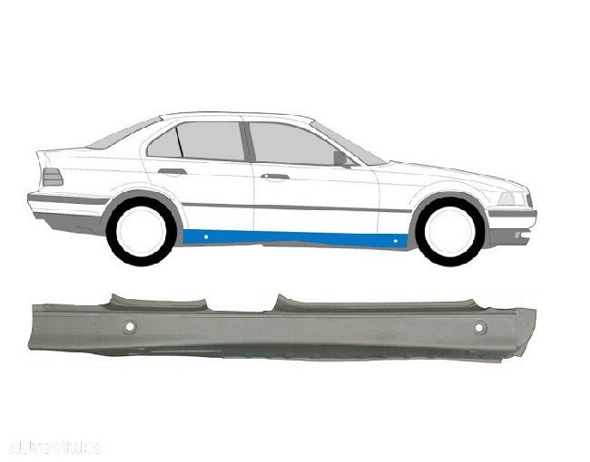 Prag metalic Bmw seria 3 (E36), 12.1990-03.2000, Combi, Sedan, partea Dreapta, protectie; Tabla 1mm, Aftermarket - 1