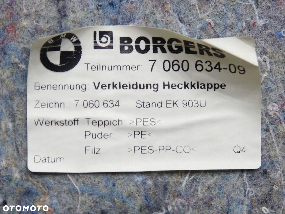 TAPICERKA KLAPY TYŁ BMW 3 E90 7060634 - 7