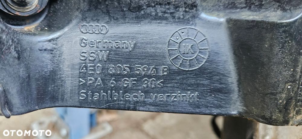 Audi A8 D3 LIFT 4.2 TDI BVN Kompletne wzmocnienie czołowe Pas przedni Belka Chłodnice Wentylator 4E0805594B - 7