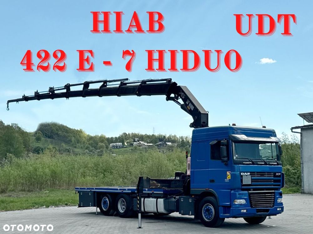 DAF XF 95.480 PLATFORMA 6,80 m + HIAB 422 E - 7 HIDUO + PILOT * STAN BDB - 1