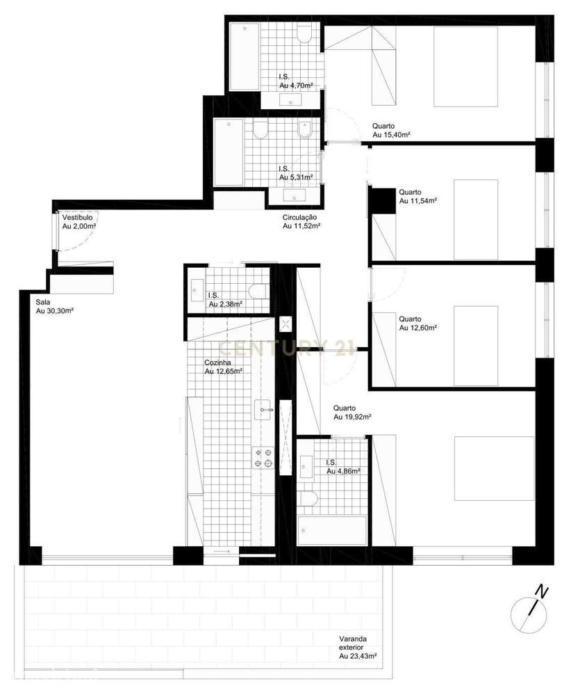 Apartamento T4 com varanda num condomínio fechado, Ocean Terrace, em L - Grande imagem: 2/4