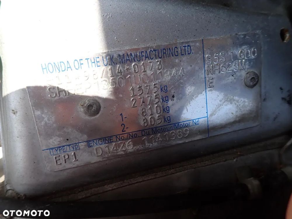 CZĘŚCI - Honda Civic VII 1,4 16V D14Z6 66kW 90KM HB 3D LAKIER NH623M 2002r. INDEX - 9468 - 6
