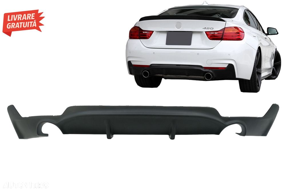 Difuzor Bara Spate Cu Evacuare Dubla BMW Seria 4 F32 F33 F36 M Performance Design - livrare gratuita - 1