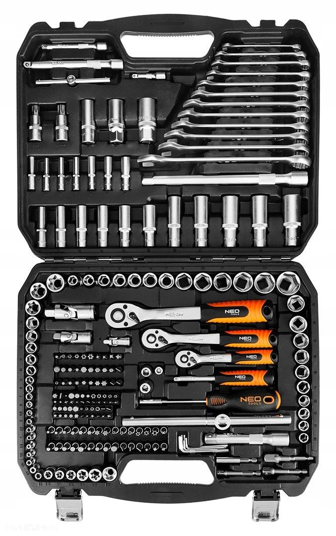 NEO ZESTAW KLUCZY NASADOWYCH 220 el 1/2" 3/8" 1/4" PŁASKIE TORX BITY 10-220 - 3