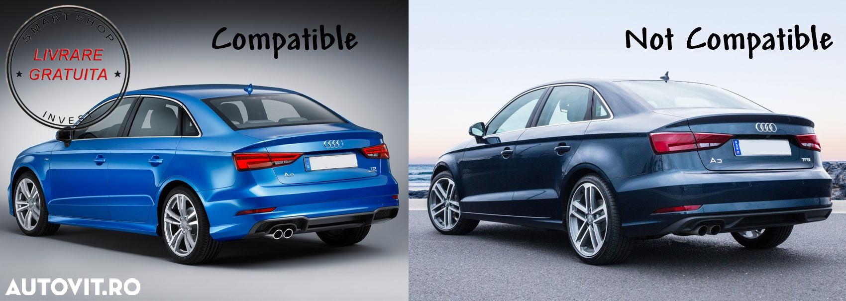 Difuzor Bara Spate Audi A3 8V Facelift Sedan Convertible (2016-2019) S3 Design Bar- livrare gratuita - 8