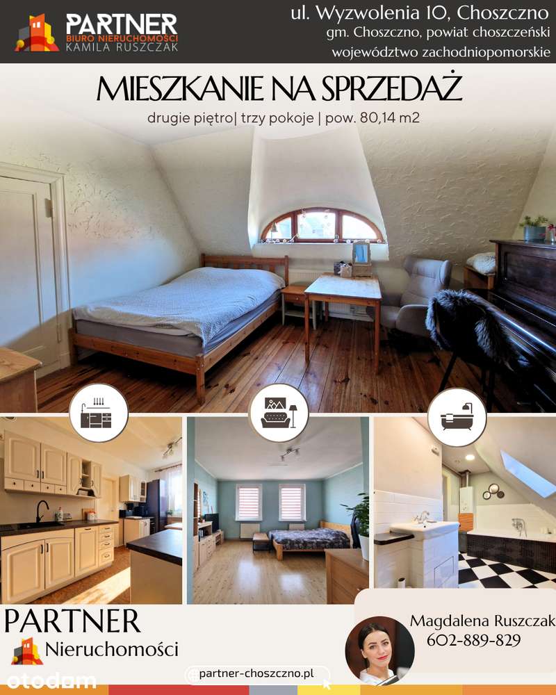 Choszczno, trzy pokoje, drugie piętro.