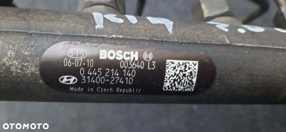Kia 2.0 crdi Listwa wtryskowa 0445214140 31400-27410 Zawór regulacji ciśnienia 0281002507 Czujnik ciśnienia 0281002706 - 2