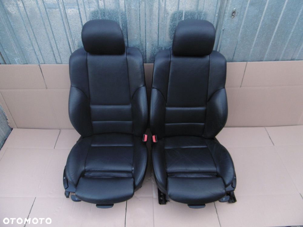 fotele przednie sportsize czarna skóra skórzane bmw e46 sedan kombi - 1