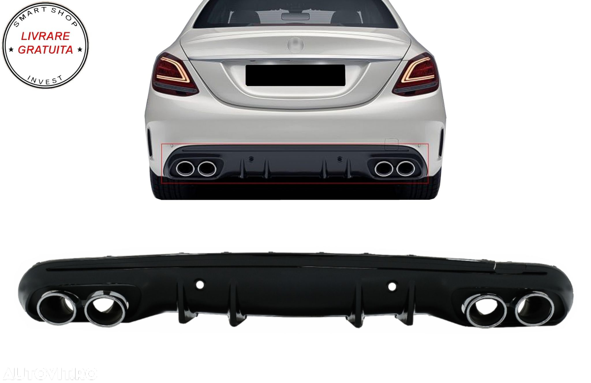 Difuzor cu ornamente evacuare Mercedes C-Class W205 S205 (2014-2020) C43 Design pe- livrare gratuita - 18