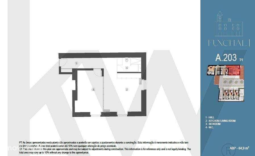 Apartamento de tipologia T1 | Funchal I | Centro do Funchal | Ilha da - Grande imagem: 3/36