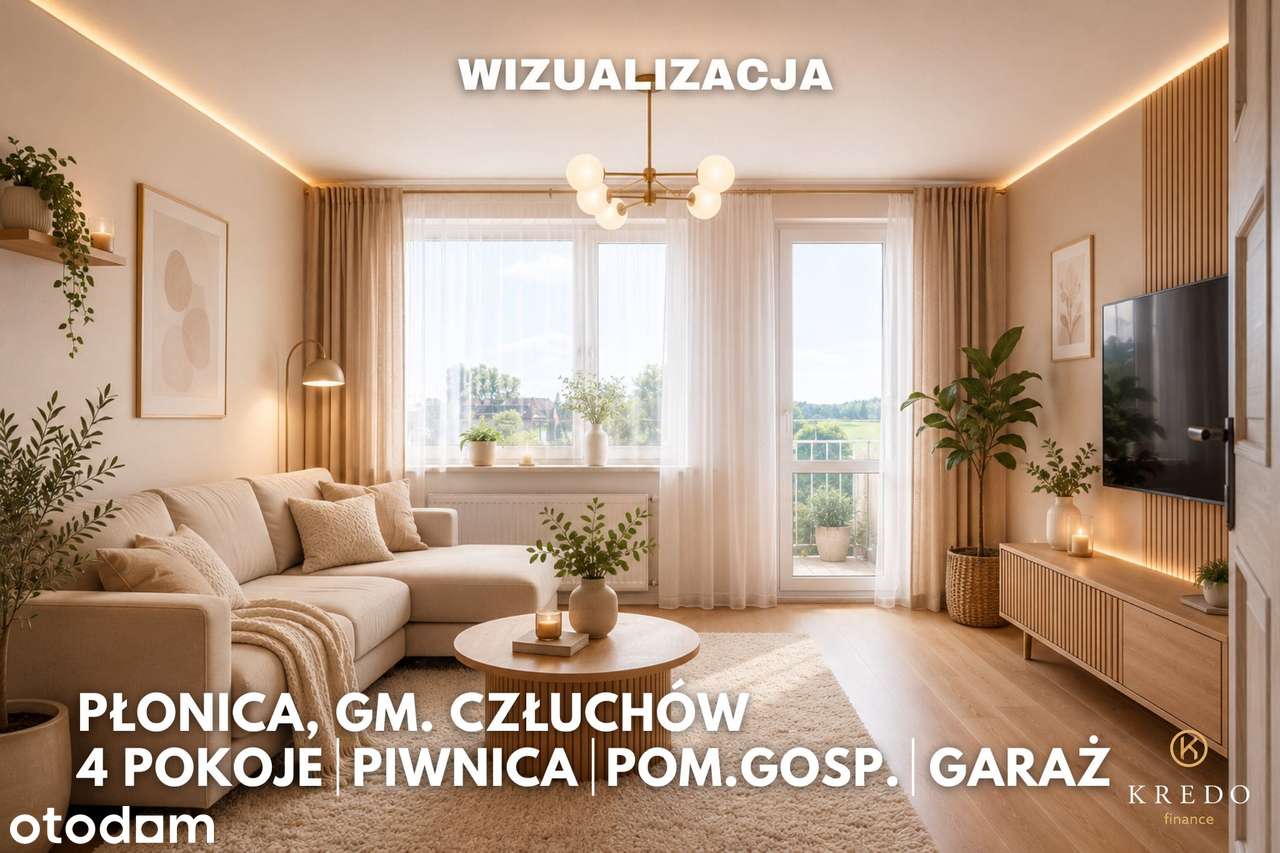 75,40m² | 4 pokoje | Działka | Garaż | Pom.gos. | Płonica, gm.Człuchów