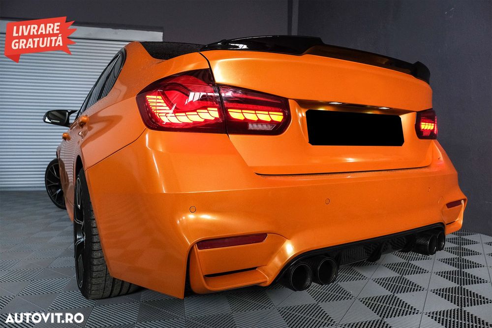 Stopuri OLED BMW Seria 3 F30 (2011-2019) F35 F80 Rosu Fumuriu M4 Design cu Semnal - livrare gratuita - 3