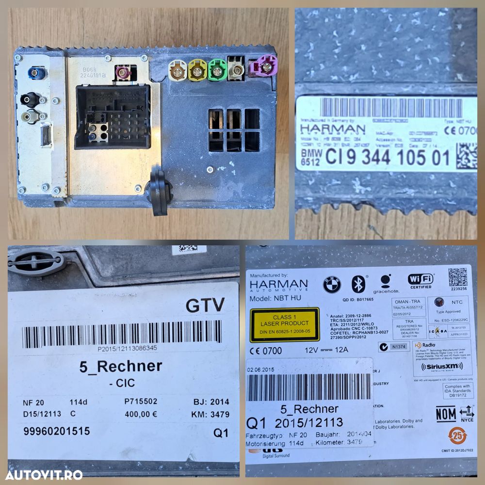 KIT set navigatie profesionala Harman NBT HU digital surround dolby digital Radio SiriusXM display unitate principala BMW Seria 5 F10 F10 LCI F11 F11 LCI - 5