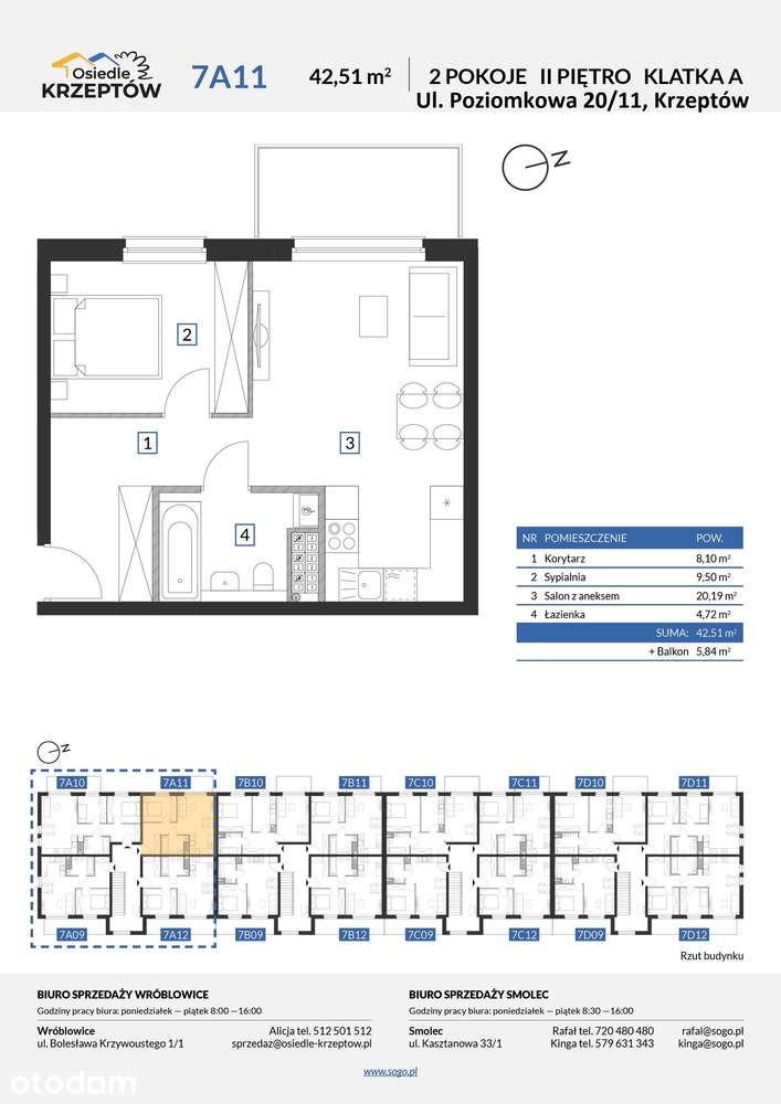 42,51m² +STRYCH 26m² +BALKON 5,84m² +M.PARKING.-pod Wrocławiem+las