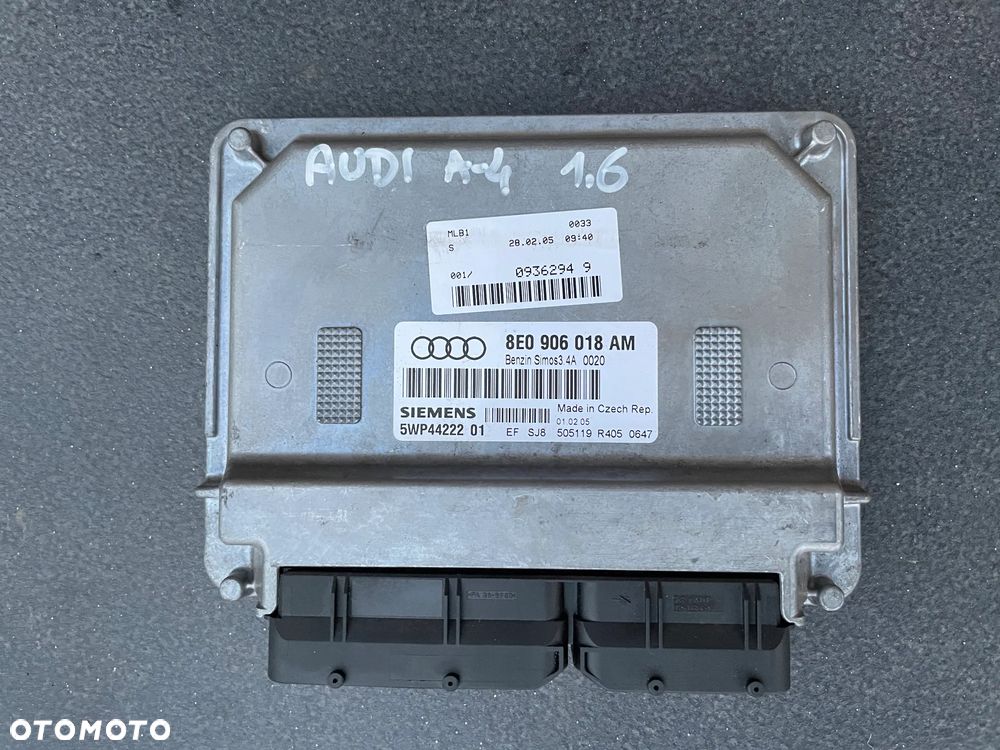 KOMPUTER STEROWNIK ECU AUDI A4 B7 1.6 8E0906018AM 5WP40493 02 ALZ - 1