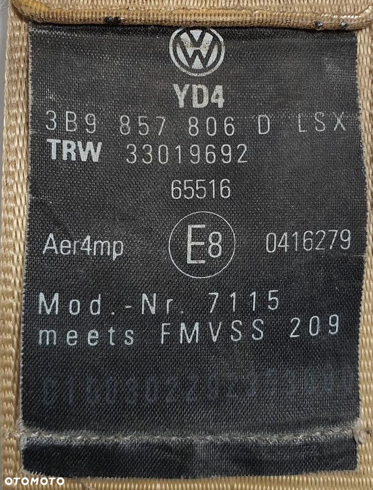 PAS BEZPIECZEŃSTWA PRAWY TYŁ VW PASSAT B5 3B9857806D - 4