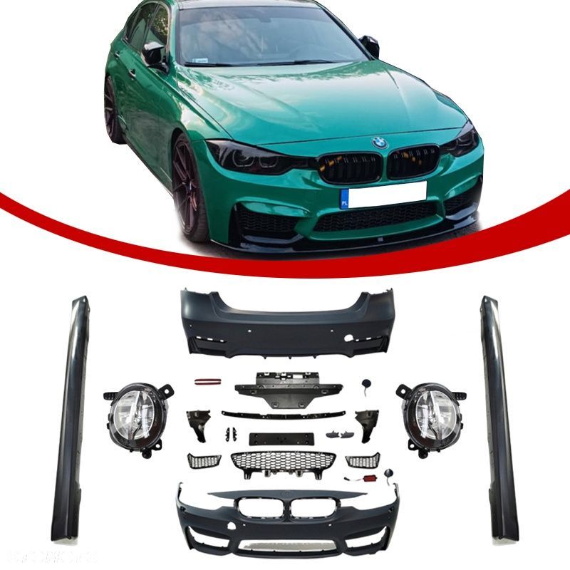 BMW F30 Zestaw Zderzaków M3 Look bodykit Komplet PDC Halogeny