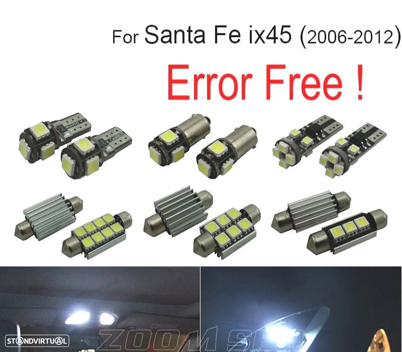 KIT COMPLETO 14 LAMPADAS LED INTERIOR PARA HYUNDAI SANTAFE SANTA FE IX45 06-12 - 1