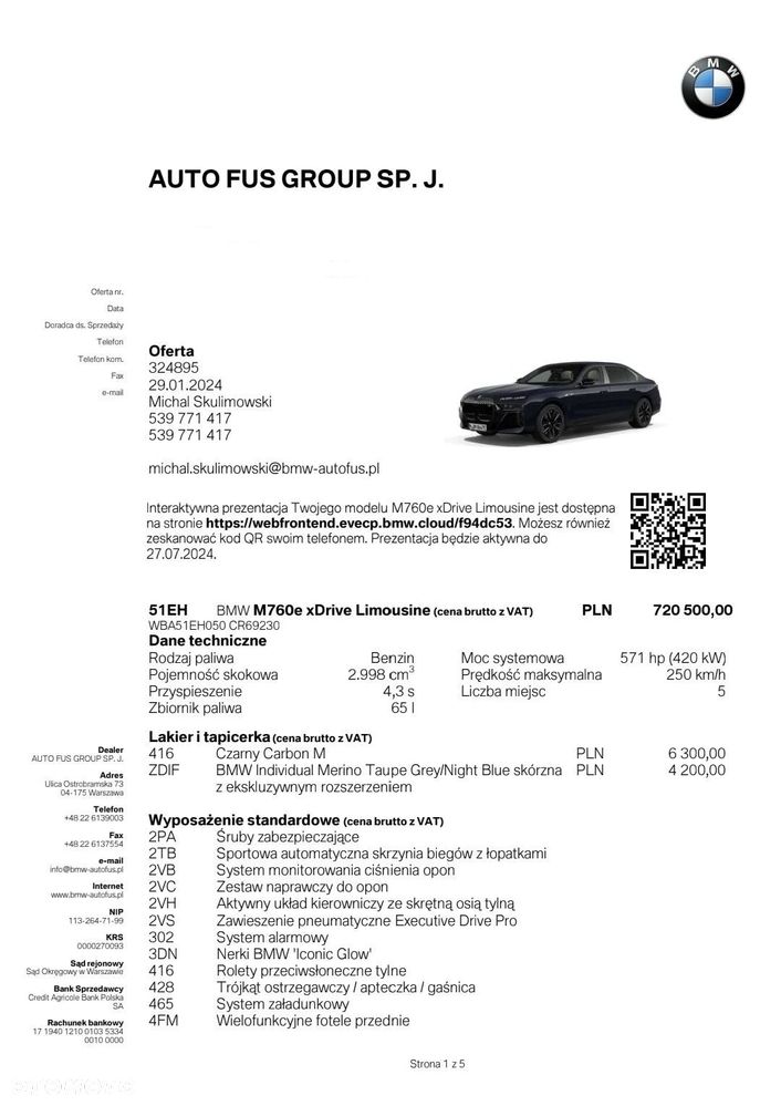 BMW Seria 7 M760e PHEV xDrive sport - 19