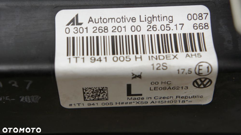 PRZEDNIA LEWA LAMPA VW VOLKSWAGEN TOURAN 1T1941005H - 9