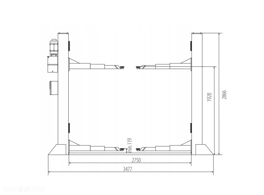 Podnośnik samochodowy dwukolumnowy Bestlift 240DER na ramie 4T - 3