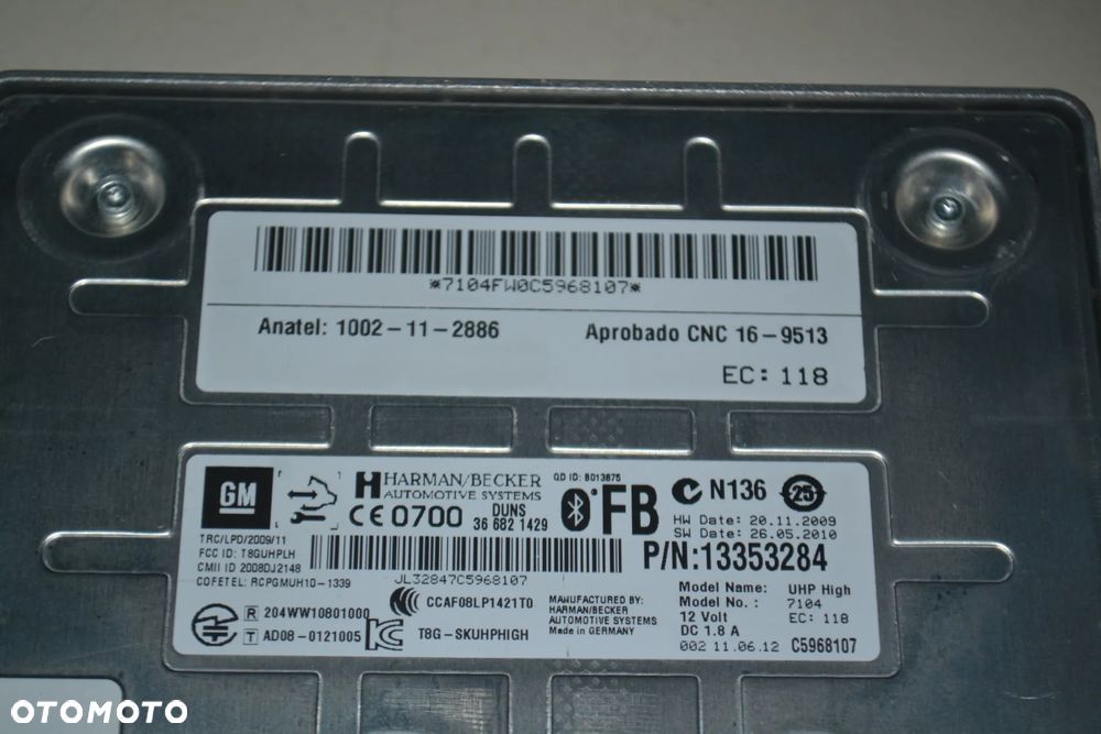 OPEL INSIGNIA ASTRA ZAFIRA MODUŁ STEROWNIK BLUETOOTH 13353284 - 2